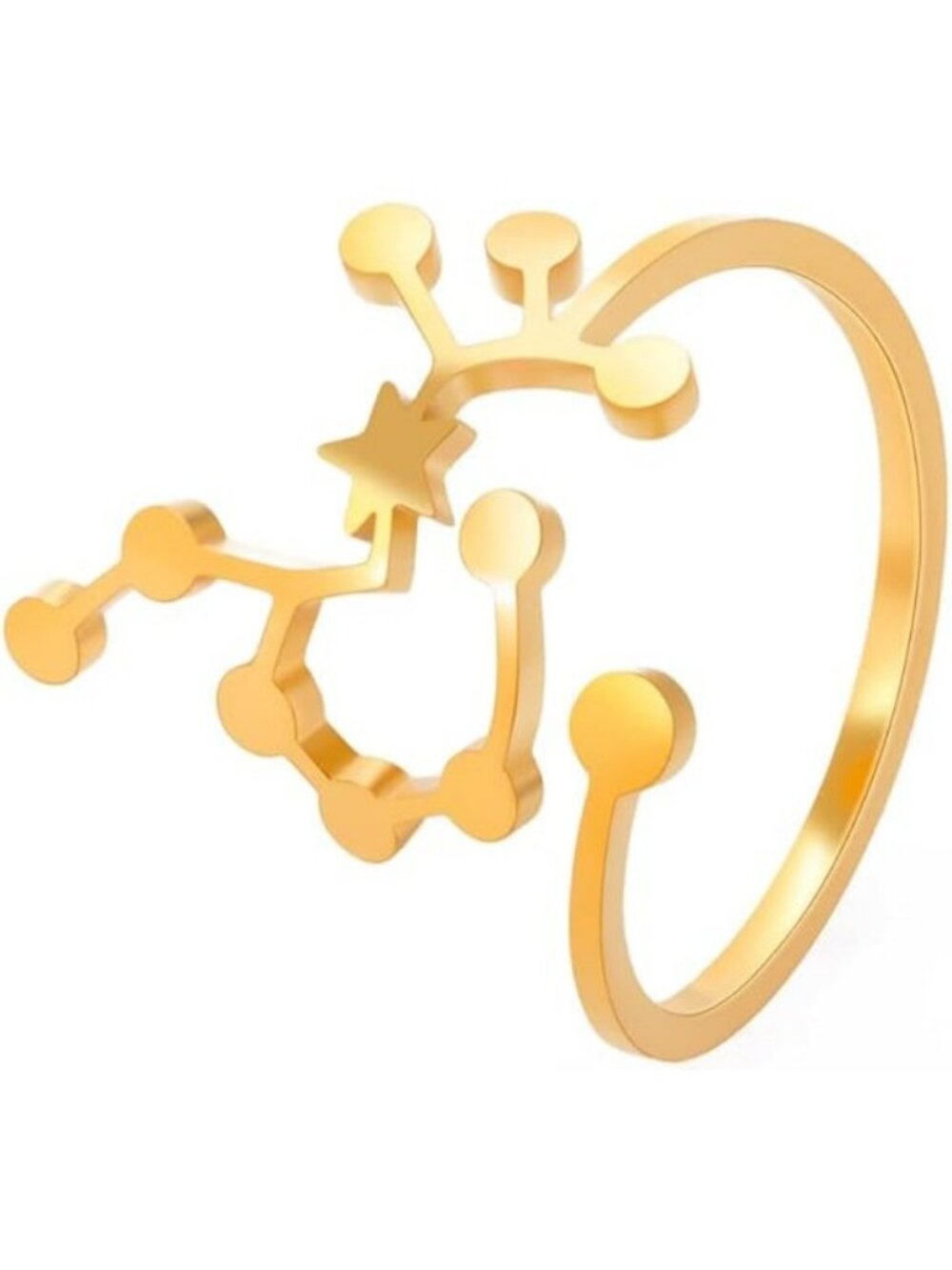 Sagittarius Gold Adjustable Zodiac Sign Constellation Stainless Steel Ring